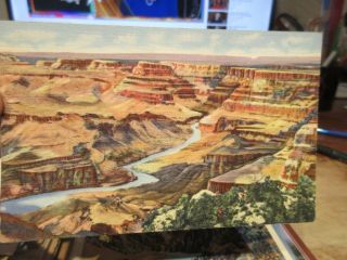 Vintage Old Postcard Arizona Watchtower Grand Canyon Looking North Desert View