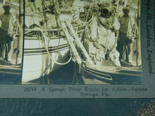 Rare Vintage Keystone Stereoview Photo Card Early Diver Tarpon Springs FL 4