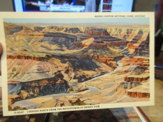 Vintage Old Postcard Arizona Grand Canyon National Park North From Watchtower Az