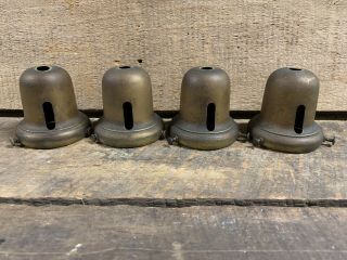 4 Antique Vintage Brass Chandelier Light Fixture Socket Cover Bobeche Lamp Parts
