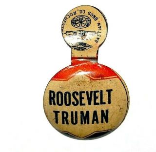 1944 Franklin Roosevelt Harry Truman Tab Fdr Campaign Pinback Button Political