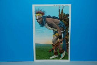 (m183) Vintage Color Postcard,  An Indian War Dancer,  Native American
