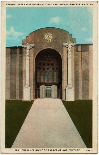 1926 Philadelphia Pa Sesqui - Centennial Exposition Entrance Palace Wb Postcard