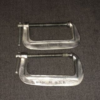 Two (2) Vintage 4 " C - Clamps - Made In U.  S.  A.