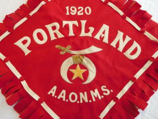 Vintage 1920 Portland Shriners Banner Flag Aaonms A.  A.  O.  N.  M.  S.