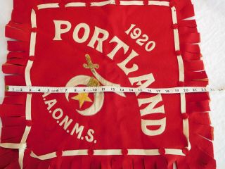 Vintage 1920 Portland Shriners Banner Flag AAONMS A.  A.  O.  N.  M.  S. 7