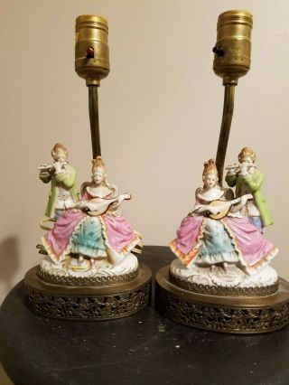 Antique Victorian Minstrel Porcelain and brass lamp 2