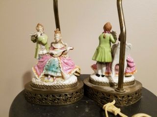 Antique Victorian Minstrel Porcelain and brass lamp 3