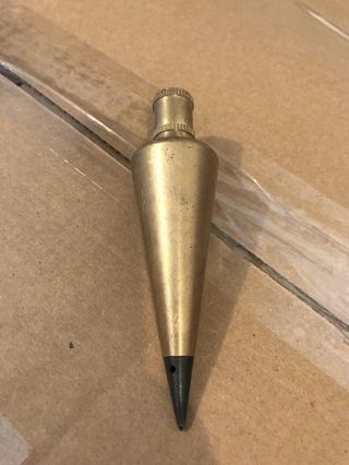 Vintage 16 Oz Brass Plumb Bob,  Removable Tip And Top