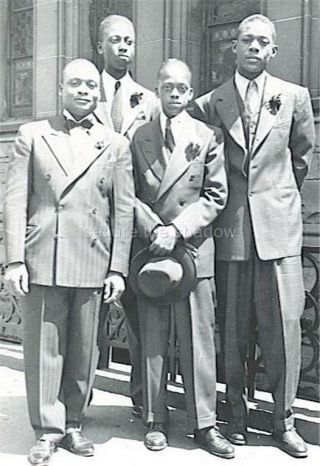 Vintage Photo: Four Dapper Young Black African American Men In Their Sunday Best