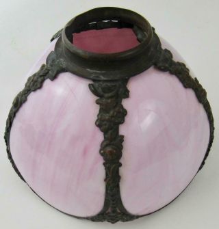 GORGEOUS 1920 ' s ART NOVEAU PINK SLAG GLASS ANTIQUE LAMP SHADE 3