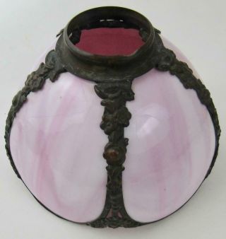 GORGEOUS 1920 ' s ART NOVEAU PINK SLAG GLASS ANTIQUE LAMP SHADE 5
