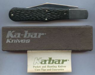 Ka - Bar Usa.  Model 1177 Vintage Slim Coke Bottle Folder Pocket Knife Os.