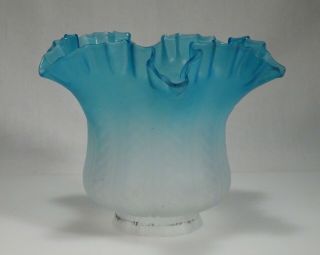 Vintage Blue Edge Frosted Glass Lamp Shade 2.  25 " Fitter - 56712