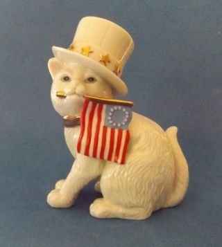 Lenox Ivory China Fourth Of July White Cat Patriot American Flag