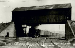 B&m Railroad Covered Bridge Over Tracks East Deerfield Ma Rppc Real Photo