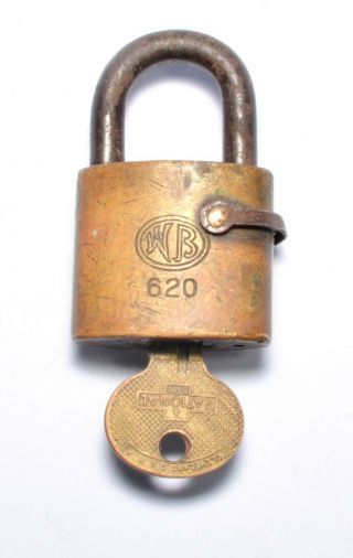 Vintage Brass Wb Wilson Bonhannan Padlock,  National Key Co