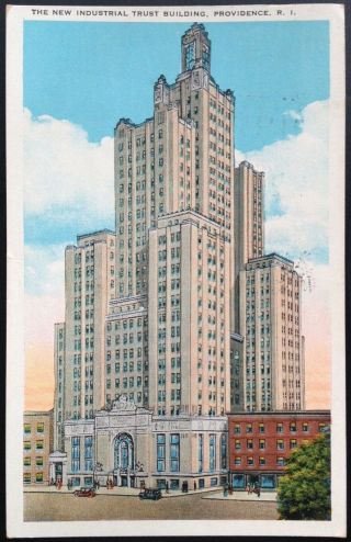Providence,  Ri.  C.  1930 Postcard View Of Industrial Trust Building