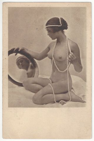 1920 French Photograph - Youthful & Naked In Mirror,  Extraordinary Figure