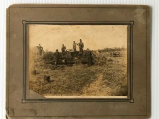 Antique Hit & Miss Engine Farmers Baling Hay Maytag Cabinet Card Photograph 1900