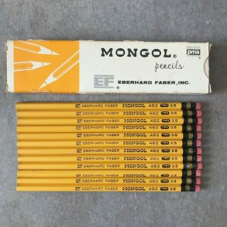 Box Of 12 Vintage Eberhard Faber Mongol 482 - F 2.  5 Firm Unsharpened Pencils