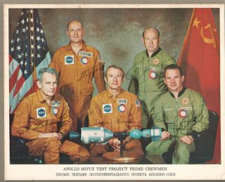 10 X 8 Inch Litho Prime Crew Apollo Soyuz Test Project 1975 Autopen Signatures