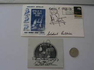 Vintage Apollo 11 Crew - Signed Cover (autopen) & Rare Radaplate Sticker (printed)