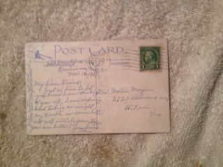 Postcard,  Greetings from Louisiana,  MO postmarked Nov.  14,  1937 w one cent stamp 2