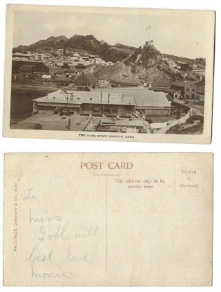 Aden Old Real Photo Postcard The Flag Staff Station Ptd.  Germany
