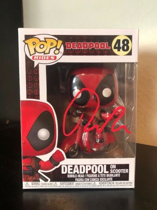 Funko Pop Marvel Deadpool On Scooter 48 Signed By Ryan Reynolds