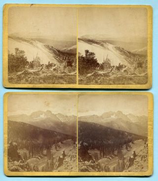 1870s Collier’s Colorado 2 Stereoview Volcano Series Grand Crater &eastern Slope