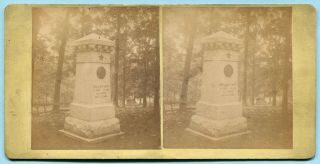 Civil War GETTYSBURG BATTLEFIELD Mumper Stereoview 145th NY INFANTRY MONUMENT 2