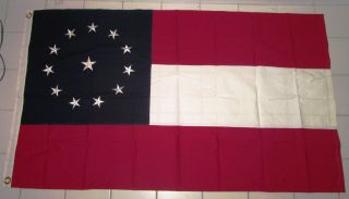 Sewn 12 Star 1st National Stars And Bars Flag,  Southern American Civil War Flag