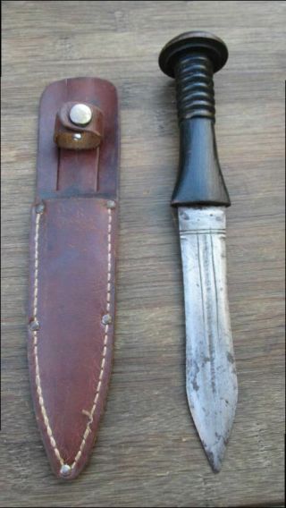 Sturdy Old Antique African Or Arabic Dagger Tribal Fighting Knife W/ebony Handle