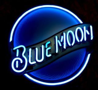 Blue Moon Beer Advertising 20 Inch Neon Light Wall Or Window Mount Cond
