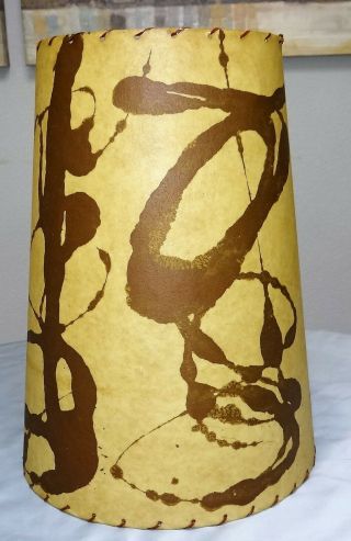 Mid Century Fiberglass Lamp Shade Tapered Vtg Mcm 15 " Tall Unique Brown Pattern