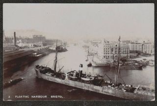 1910 Bristol Floating Harbour Real Photo Postcard Steamship