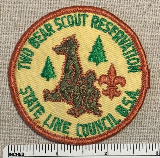 Vintage 1960s Two Bear Reservation Boy Scout Camp Patch State Line Council Bsa