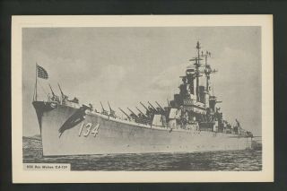 Military Ship Postcard Usn Navy Uss Des Moines Ca - 134 Cruiser Linen