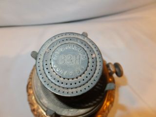 1890 ' s Detailed High Dome B&H Bradley and Hubbard Brass Slip out oil Lamp Font 2