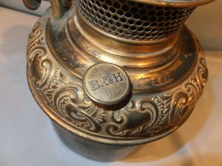 1890 ' s Detailed High Dome B&H Bradley and Hubbard Brass Slip out oil Lamp Font 3