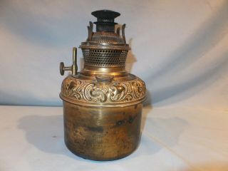 1890 ' s Detailed High Dome B&H Bradley and Hubbard Brass Slip out oil Lamp Font 4