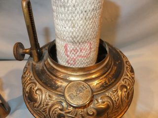 1890 ' s Detailed High Dome B&H Bradley and Hubbard Brass Slip out oil Lamp Font 7