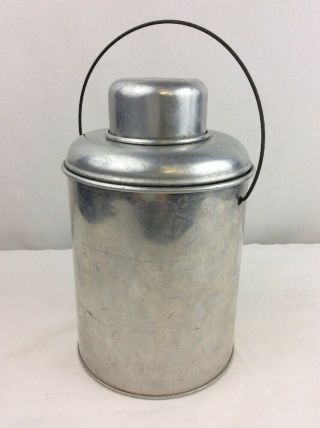 Vintage Thermos 1940s Faris Picnic Jug Rust Proof Aluminum Glass Kombucha