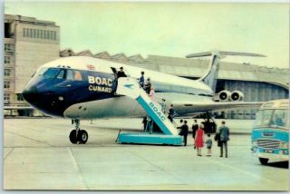 1960s Boac - Cunard Airlines Postcard 3 - Dimensional 3 - D Vc - 10 Plane Boarding View