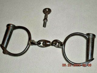 Hiatt Hand Cuffs,  Warranted - Wrought Hard With Key (does Not Work / Open)
