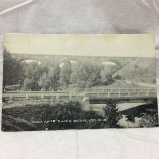 Vintage Lodi Postcard Black River Baltimore And Ohio Railroad Bridge Scene B&o