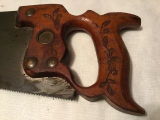 Atkins,  18 inch hand saw,  solid brass medallion & screws,  vintage _S - 8 2