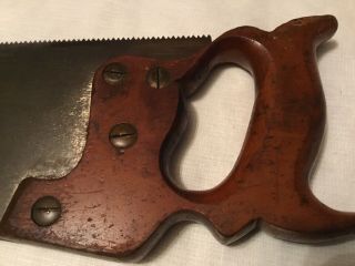 Atkins,  18 inch hand saw,  solid brass medallion & screws,  vintage _S - 8 5