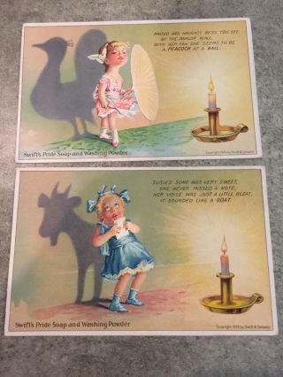 2 Vintage 1909 Advertising Postcards Swift’s Pride Soap & Washing Powder